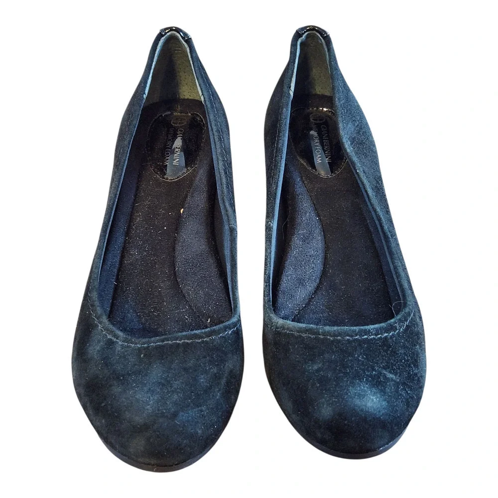 Giani‎ Bernini GB Jileen black leather suede sz 5m wedge heel slide on